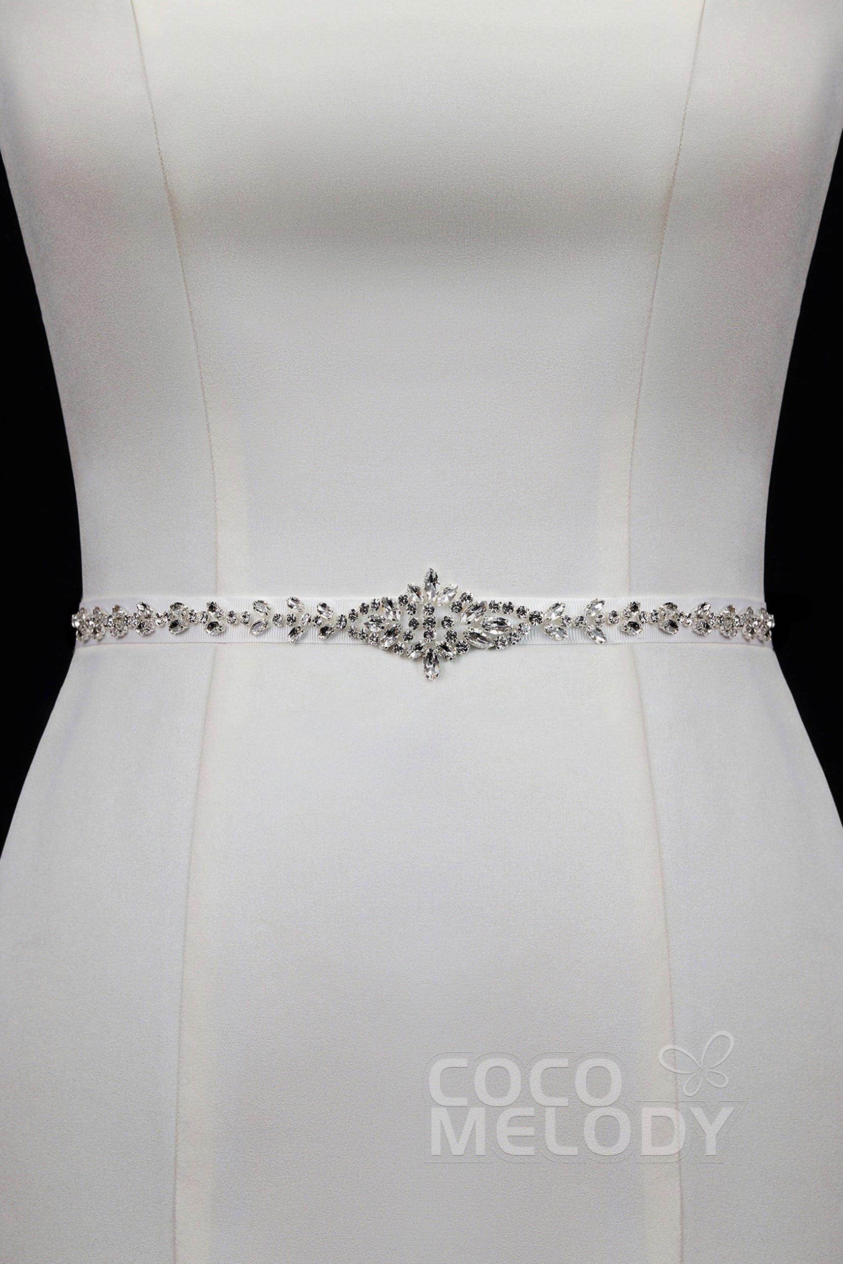 Chic Ribbons Wedding Sash with Rhinestone YD18001 - COCOMELODY